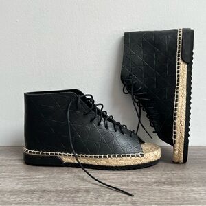 New Miista Imogen Peep Toe Leather Espadrilles Size 37​